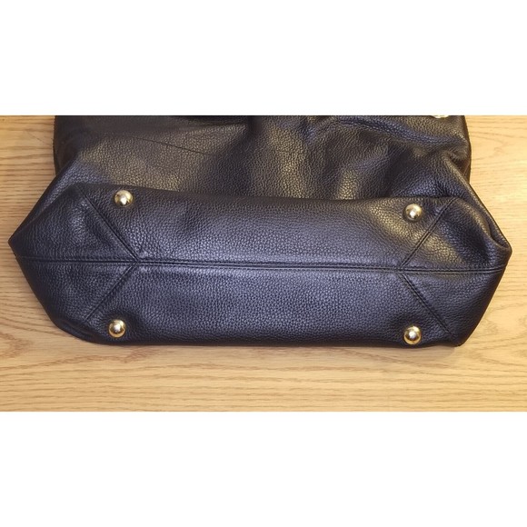 Michael Kors Black Satchel Shoulder Bag Handbag Hamilton Pebbled Leather EUC - Picture 3 of 5